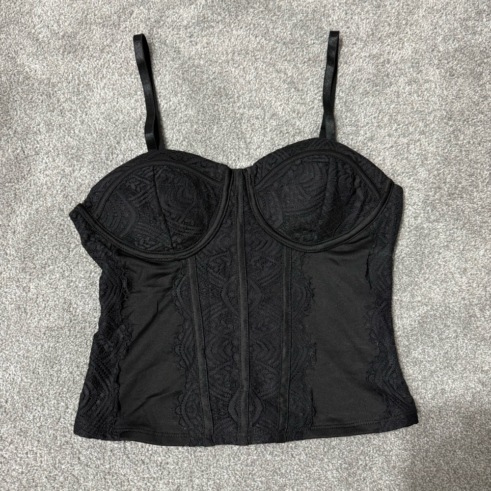 No Boundaries Black Lace-Trim Corset Tank size extra small